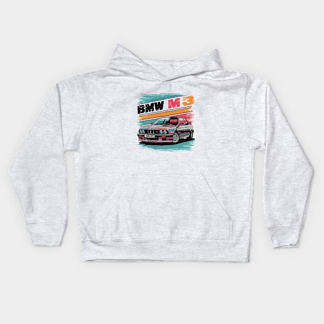 BMW M3 E30 Vintage Car Kids Hoodie by Cruise Dresses